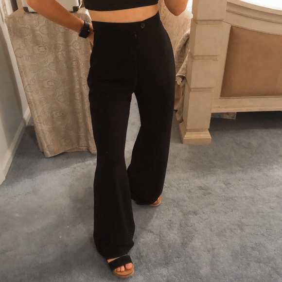 Vintage Pants - Vintage • Black Zip Up Wide Leg Professional Pants